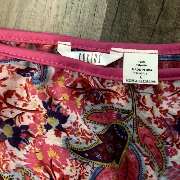 Kaktus Tunic Dress Women's Size Large Made In USA Elastic Waist Paisley - Picture 5 of 5